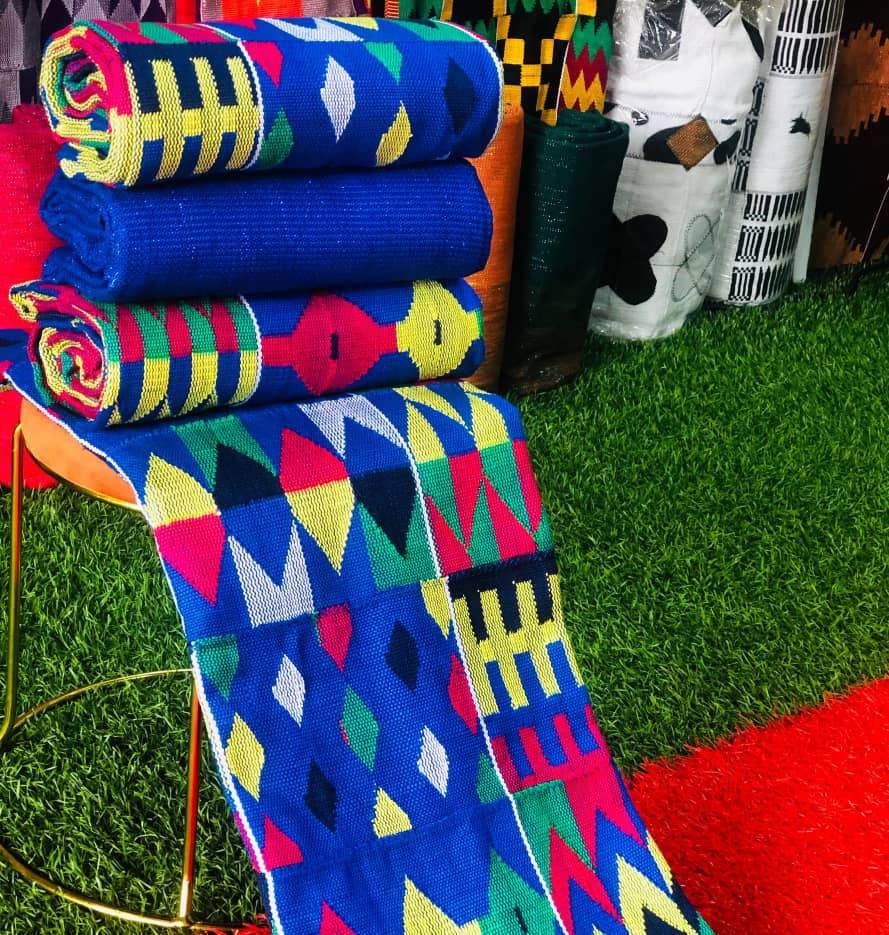 8 Yards Royal Blue Kente Fabric - For women