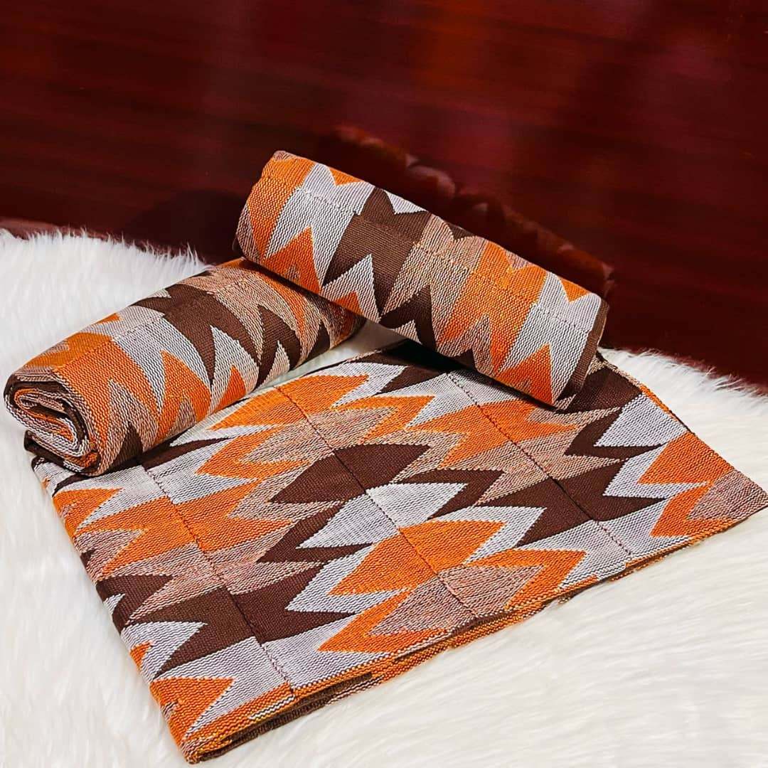 6 Yards Orange Kente Fabric - For women