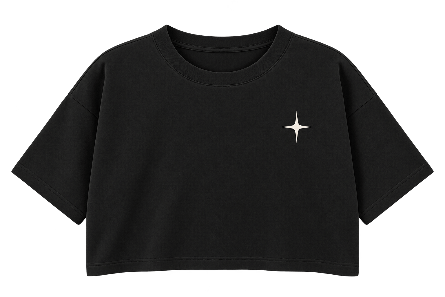 STET Hoodie in Ink, front: small four point star on the chest