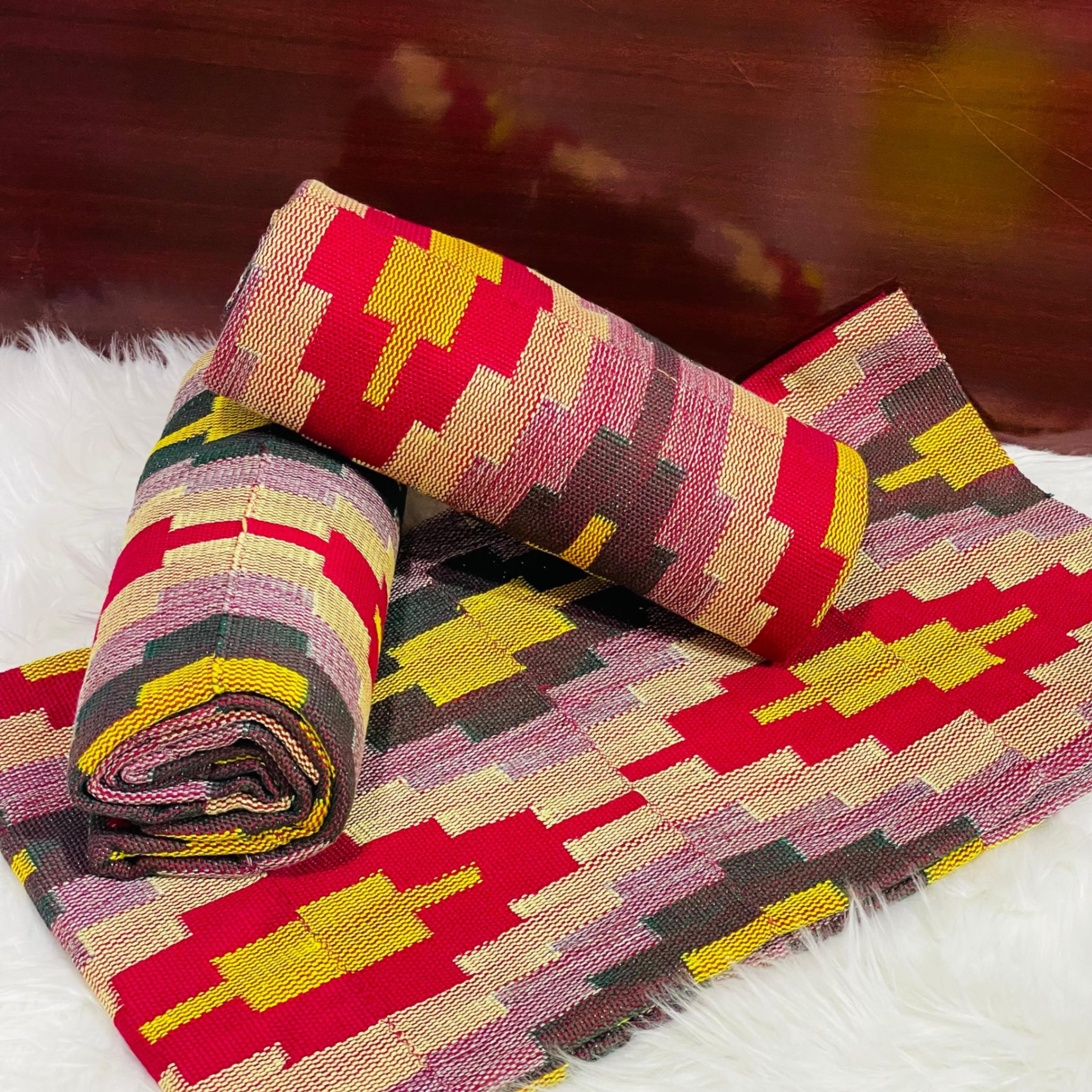 6 Yards Royal Handwoven Kente Fabric - For women /Multi color