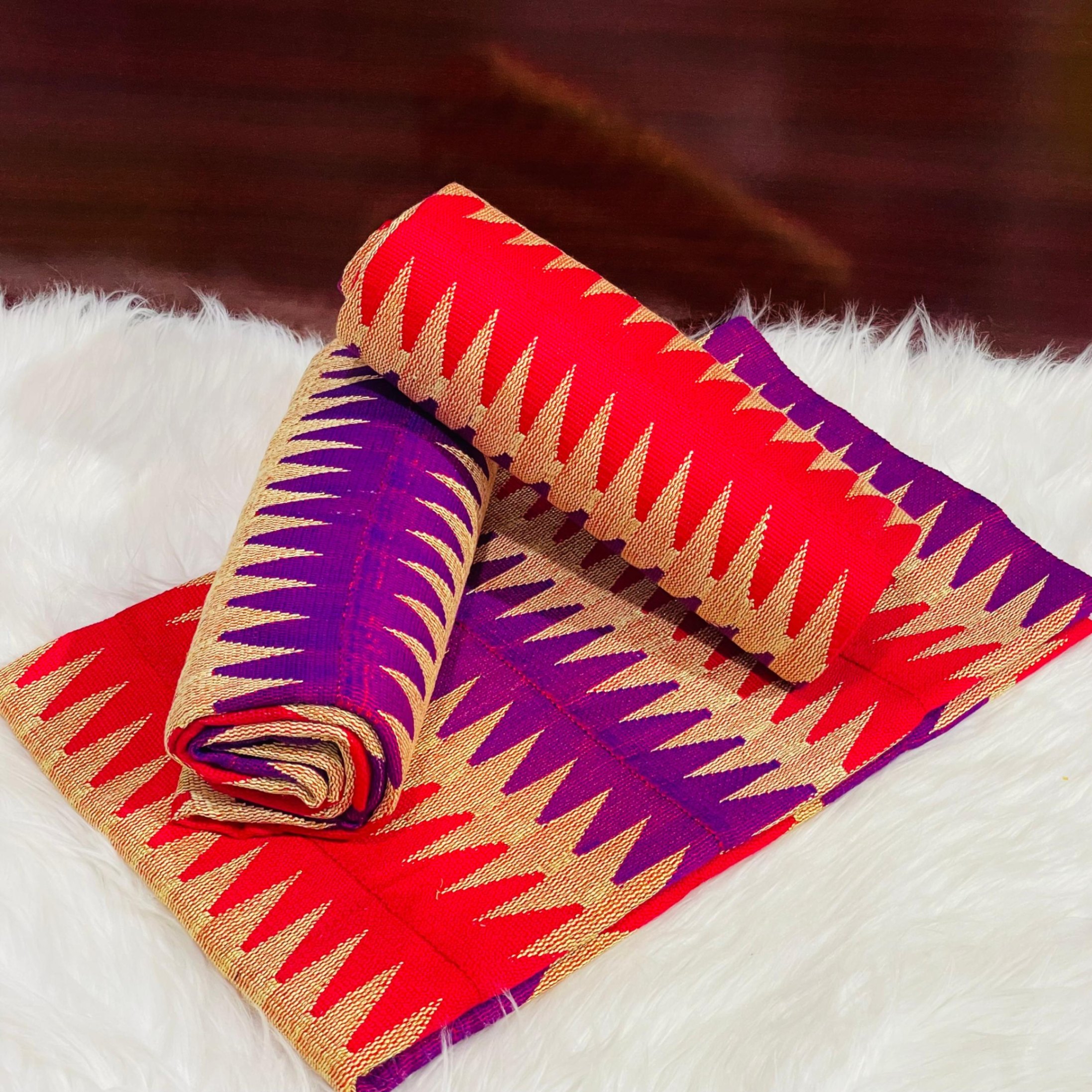 6 Yards Mauve Kente Fabric - For women / multicolor