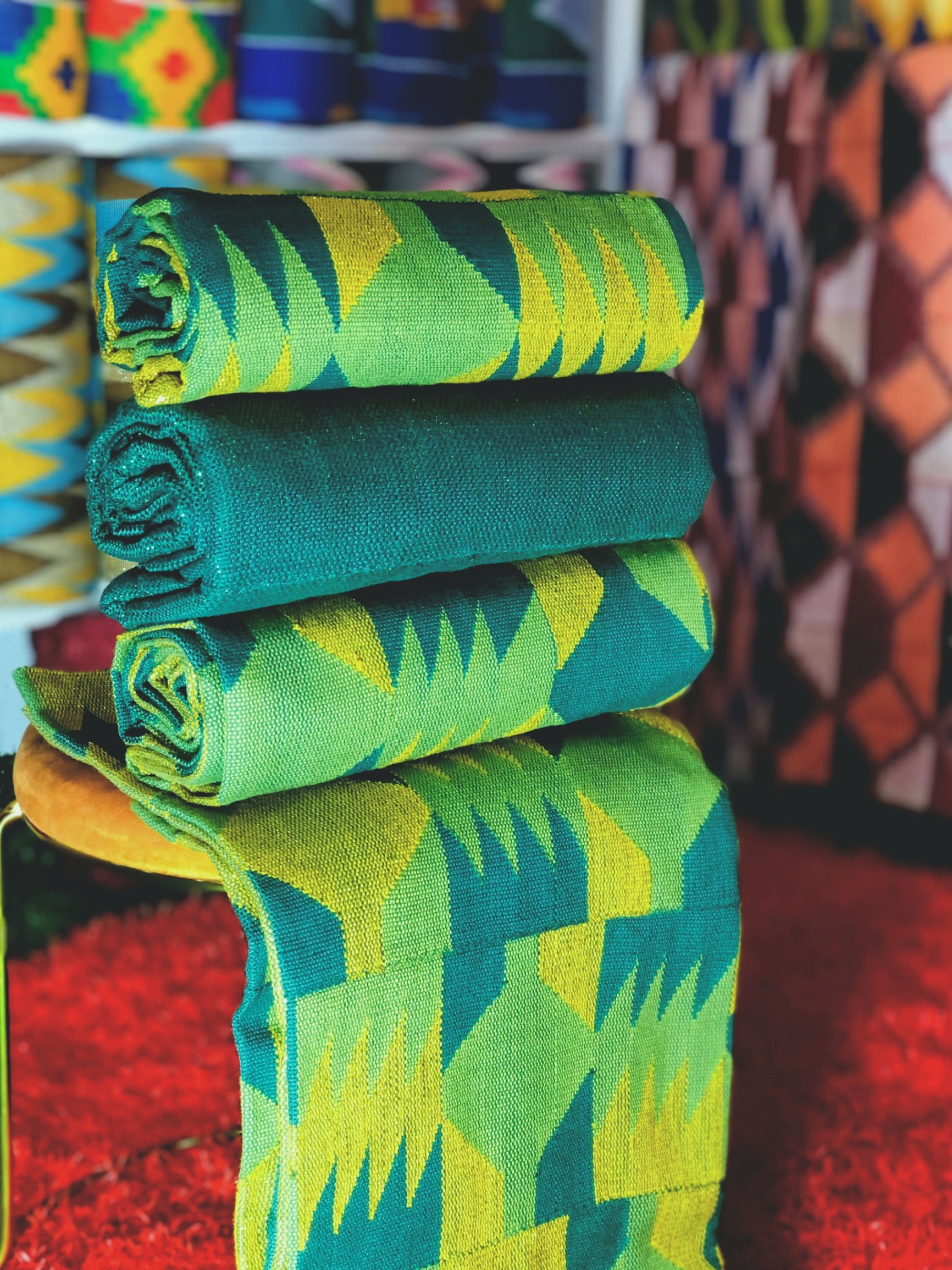 8 Yards Emerald Green Kente Fabric - For women