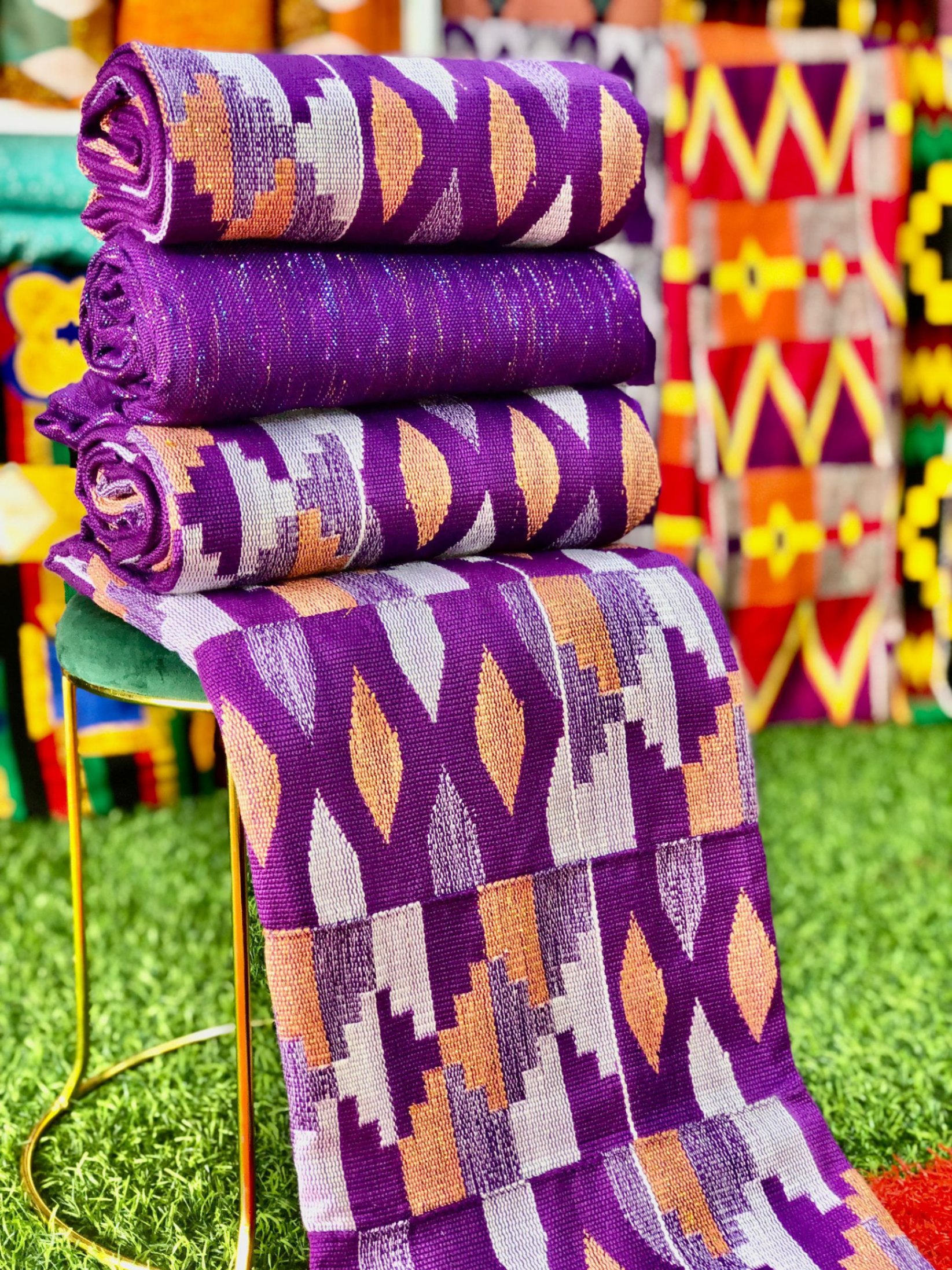 8 Yards Violet &amp; Lavender Kente Fabric - For women