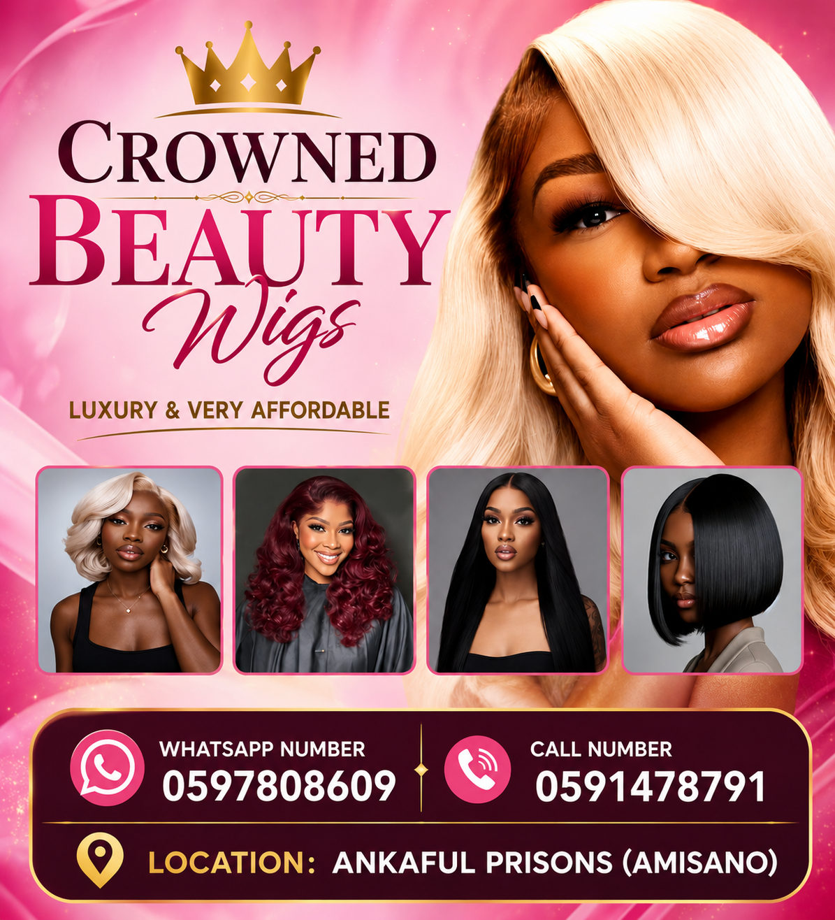 Crowned beauty wigs
