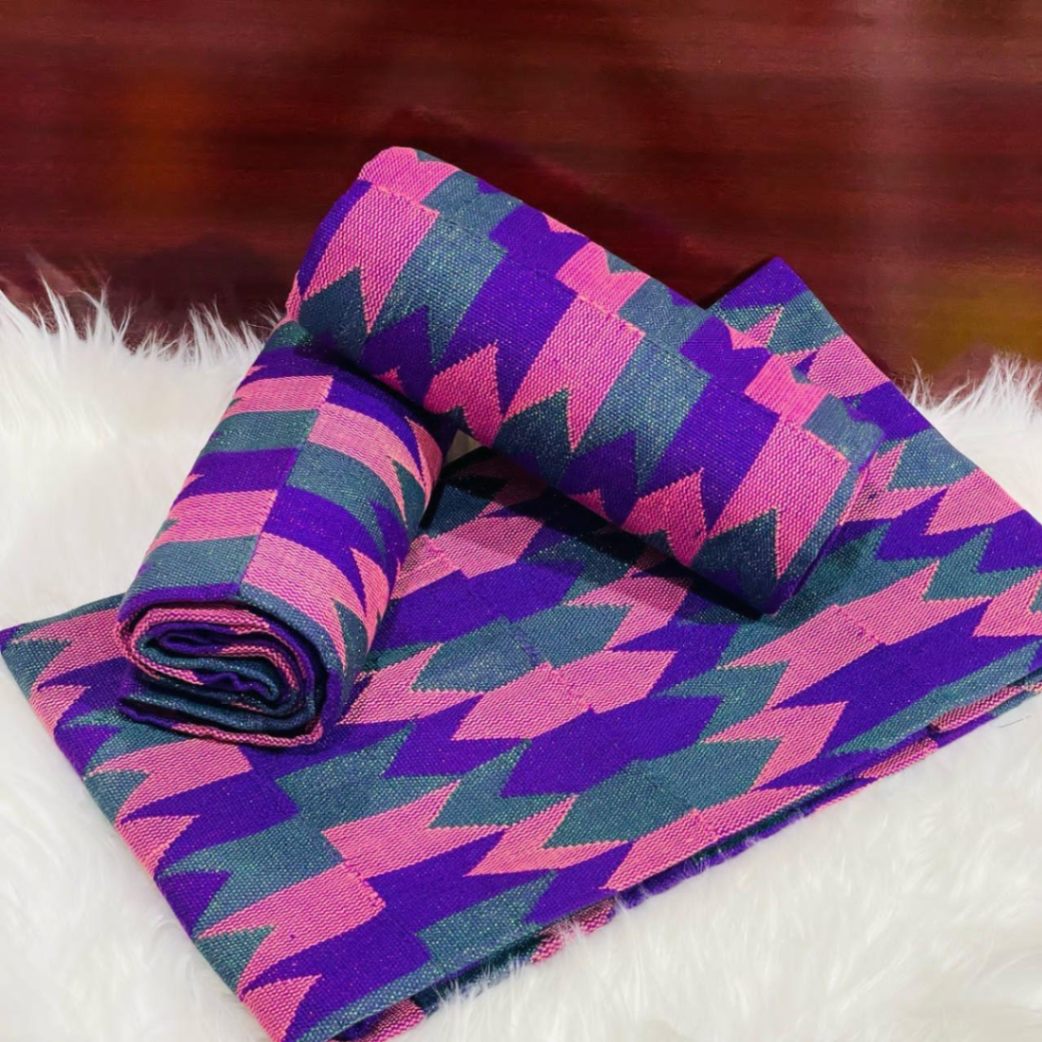6 Yards Mauve Kente Fabric - For women / multicolor
