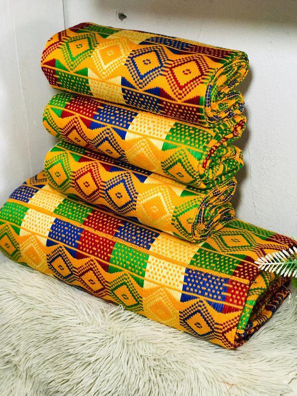 6 Yards Handwoven Kente Fabric - For women /Multi color
