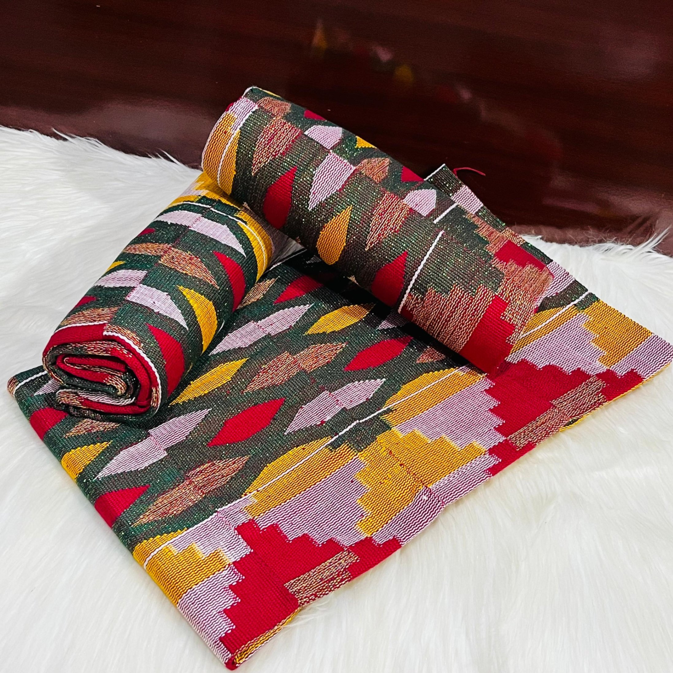 6 Yards Handwoven Kente Fabric - For women /Multi color