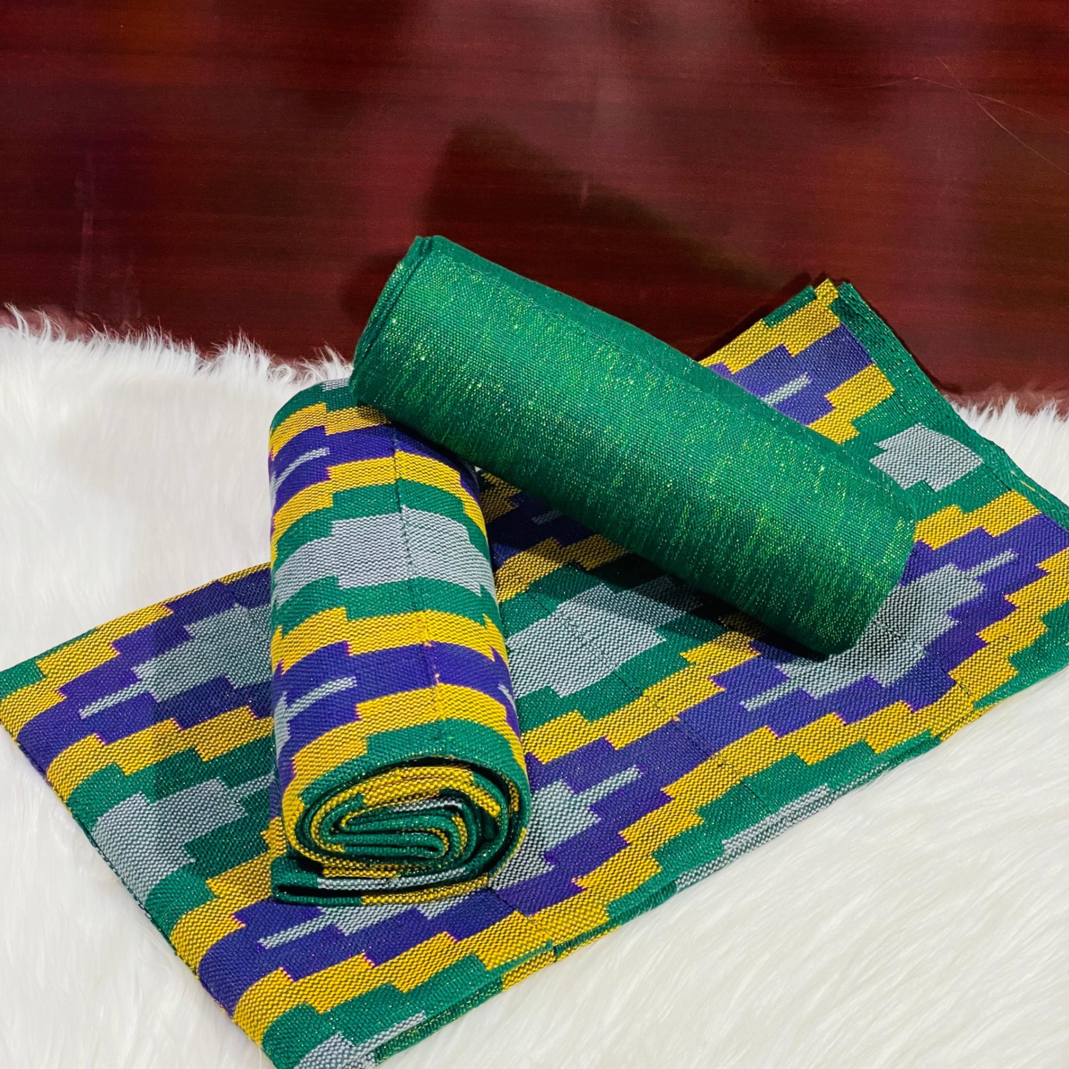 6 Yards Emerald Green Kente Fabric - For women
