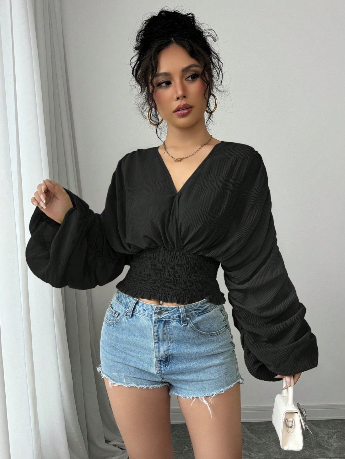 Crinkle fabric top
