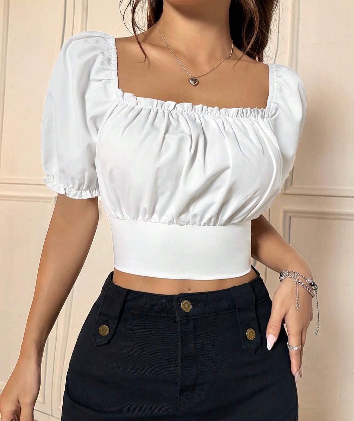 Lace back crop top